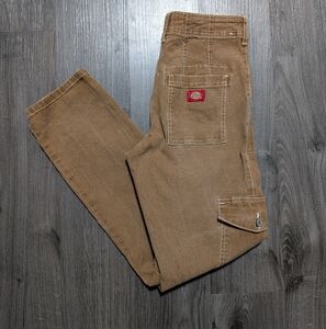 Dickies Carpenter Pants Contrast Stitch Brown Straight Leg Utility Women's Sz 26